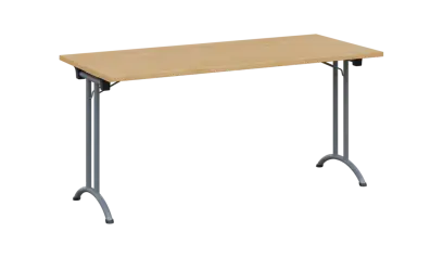 SLA 160 lak skládací jednací stůl 1600x700, deska 25 mm, podnož stříbrný lak, deska javor horský